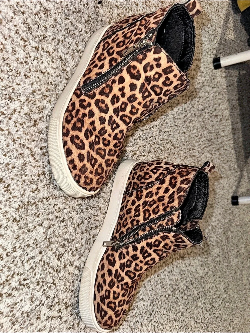 SODA Leopard Print Zip Sneakers